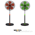 Precio barato Ventilador de soporte de 16 pulgadas Ventilador de soporte eléctrico de hoja colorida y soporte de ventilador eléctrico de 16 pulgadas y ventilador de soporte de piso de parrilla de plástico